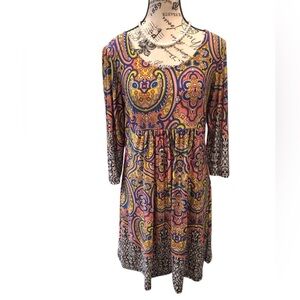 Reborn Large Colorful Paisley Print Peplum Baby Doll Dress Runs Small